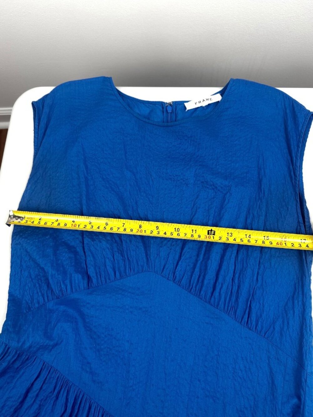 FRAME Women’s Blue 100% Cotton Tiered Maxi Dress Cap Sleeve LWWD0583 - Picture 5 of 9